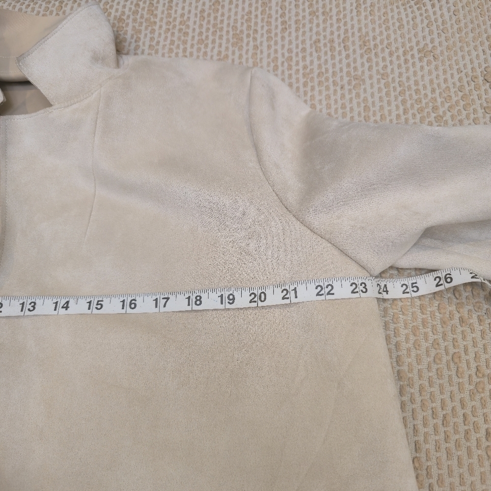 Marc New York OPEN JACKET MICROSUEDE cream ivory off-white pale beige Size Large - Picture 14 of 17